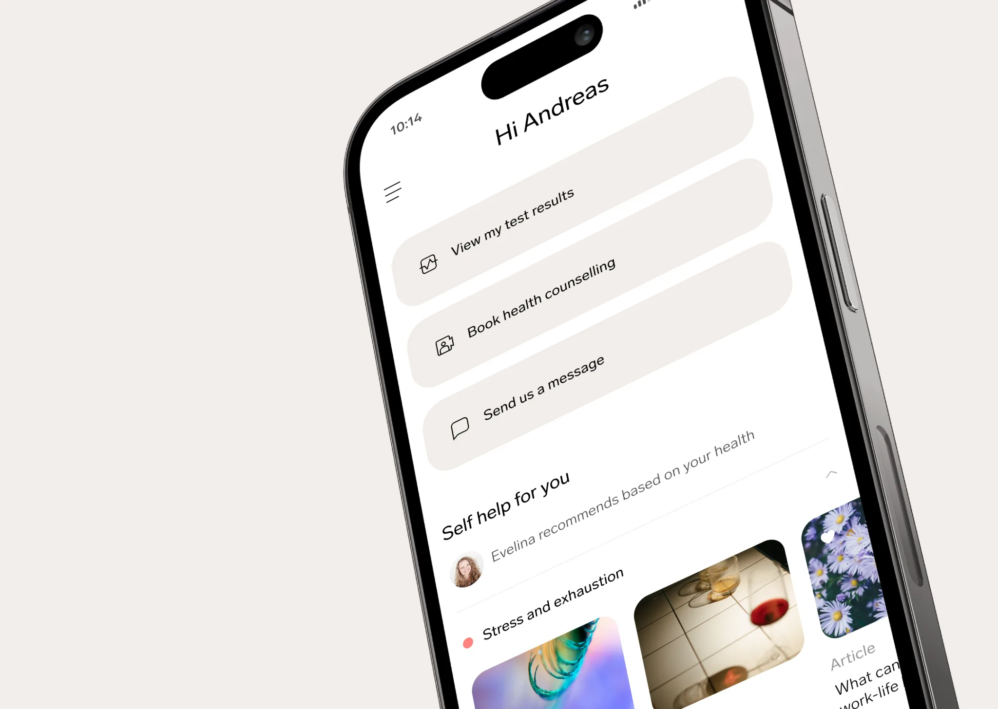Your health in the OneLab app